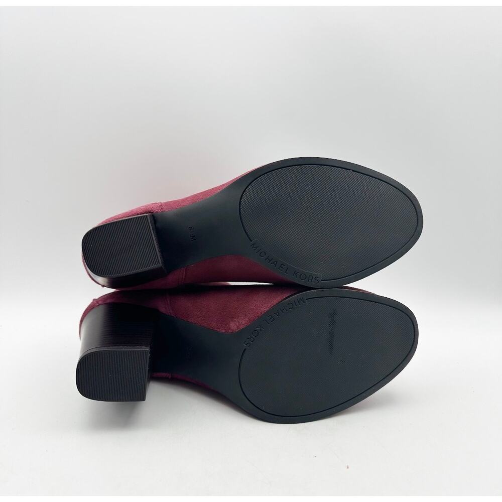MICHAEL KORS Womens Evaline Booties Size 8.5M Mulberry Red Suede Heeled NWOB - Picture 11 of 14